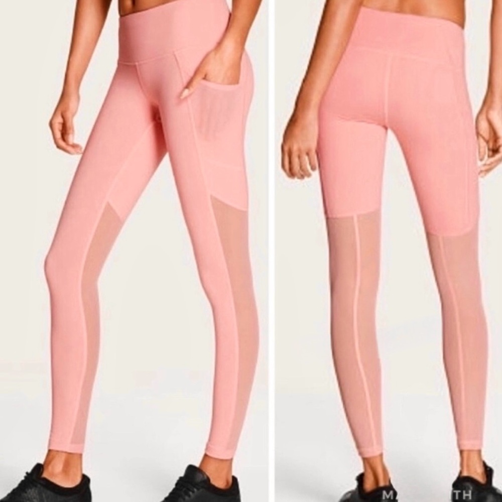 Victoria's Secret Sport Knockout Tight Mesh Side Pockets Leggings Pink Size M